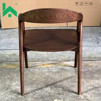 Chaise de salle à manger en bois de hêtre massif antique de style européen avec finition en noyer et revêtement en tissu-Garantie 1 an