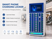 Borne de recharge intelligente 40 portes avec affichage publicitaire, station de recharge sécurisée en libre-service, certifiée CE, résistante aux intempéries pour centres commerciaux