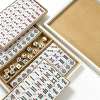 Jeu de tuiles de mahjong de luxe personnalisé, tuiles en mélamine, étui en cuir PU, imperméable, durable, logo personnalisé, 4 joueurs, divertissement, vente en gros