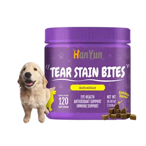 HANYUN Private Label Pet Suplemento Lágrima Mancha Soft Chew com Óleo de Peixe Natural Linhaça para Olho Umidade Visão Suporte Imunológico