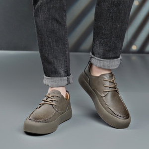 Chaussures de course à lacets pour hommes Veca Fashion Trend, style coréen, automne, cuir véritable, respirantes, semelle intérieure en EVA, semelle extérieure en caoutchouc épaisse - Product Image 3
