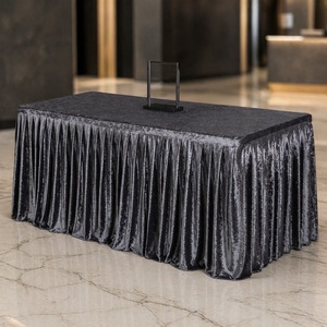 Durable Stain Resistant Crushed Velvet <b>Table</b> Skirt Custom Color Fitted Tablecloth For Event Planners And Restaurant - Product Image 1