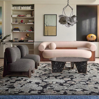 Canapé d'angle moderne de luxe rembourré avec structure en bois de pin et tissu en laine d'agneau pour salon de villa