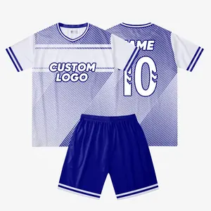 Design personalizado completo futebol uniforme jersey definido no atacado malha tecido Culb equipe cor rosa Futebol Jersey para a juventude WO-X1556