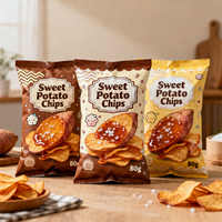 Sachet d'emballage pour chips finition pelliculage mat, logo personnalisé imprimé, toucher doux, refermable avec fermeture éclair, pochette verticale avec encoche de déchirement