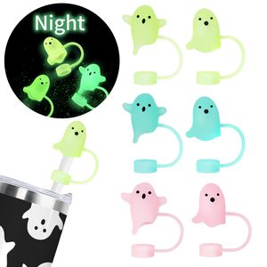 Cubiertas de Silicona para Pajitas con Diseño de Fantasmas Luminosos para Halloween - Accesorios Divertidos para Vasos - Product Image 1