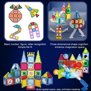 Azulejos de plástico magnéticos 3D de gran tamaño, juego de STEM, juguete de construcción para niños que fomenta el trabajo en equipo y la conciencia espacial - Product Image 6