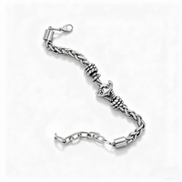 Bracelet tendance pour homme en acier inoxydable plaqué argent, design vintage, chaîne épaisse, symbole d'infini et ancre, bijoux de mode à louer