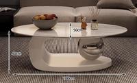 Table basse Voyage style crème, plateau ovale minimaliste en pierre pour salon, table à thé créative dorée avec boule