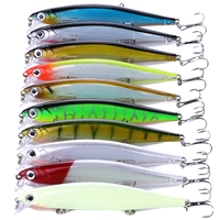 Kit de leurres de pêche mixtes comprenant des appâts à manivelle Minnow Popper avec crochets pour leurre de truite d'eau douce salée