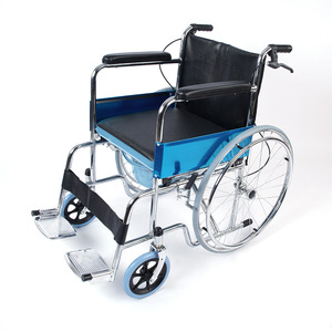 Fauteuil roulant manuel avec seau de toilette et fonction de frein pour personnes âgées et handicapées, design léger, confortable et durable - Product Image 2