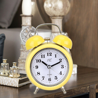 Grand réveil de bureau silencieux Art Déco en métal, à double cloche ronde, avec affichage à aiguilles à mouvement oscillant et calendrier, pour la maison et les voyages