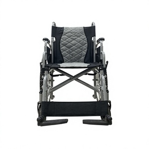 Silla de Ruedas Manual Ligera Plegable de Aluminio Plateado con Cojín Transpirable Acolchado con Diseño de Diamantes para Pacientes Mayores y Discapacitados - Product Image 1