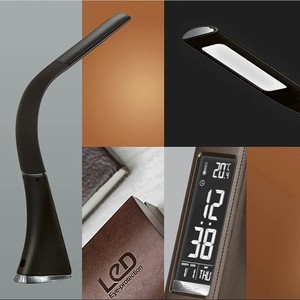 Lampe de table tactile LED à intensité variable, éclairage de bureau, lampe de bureau, réveil, calendrier, affichage de l'heure, de la température, 3 niveaux de luminosité, pour la maison - Product Image 6