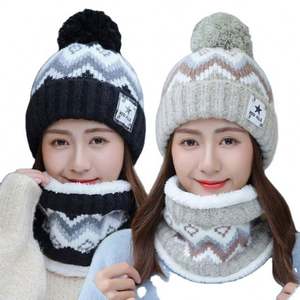 Gorro de Invierno Unisex, Cálido y Grueso, de Dos Piezas, de Poliéster/Algodón, Tejido, con Pompón, de Alta Calidad, para Negocios, Ciclismo y Actividades al Aire Libre - Product Image 1