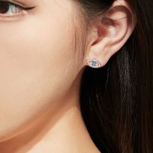 Nouvel Arrivage Dylam – Boucles d'Oreilles Clous en Argent S925 Rhodié Or 18K, Diamant Bleu, Œil Maléfique Creux, Saphir et Zirconia 5A - Product Image 3