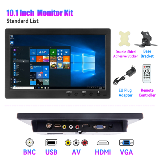 1920*1200 HD 10.1" LCD Car PC Monitor TV AV Computer Portable Display With MP5 Speaker Support VGA BNC USB SD Card Video Input