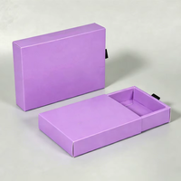 Boîte d'emballage de luxe violette avec tiroir, logo personnalisé, boîte cadeau en carton premium pour cosmétiques et masques de nuit en soie