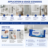 Lingettes nettoyantes multi-surfaces pour salle de bain, lingettes sanitaires jetables à nettoyage rapide pour la maison, l'hôtel et les toilettes