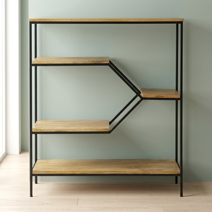 Étagères murales en métal attrayantes AK Brass, 5 niveaux en bois, fabrication artisanale, style minimaliste, décoration pour salon - Product Image 1