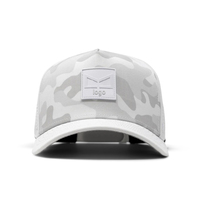 Gorra de Béisbol de 5 Paneles Personalizada con Camuflaje Blanco y Tela Impermeable + Gorra de Golf Estilo M con Logotipo Personalizado y Cuerda para Camionero