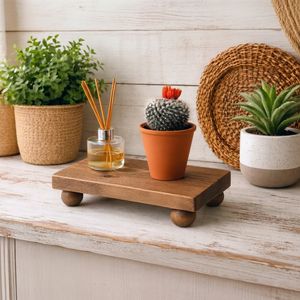 Wood Rectangular Serving <b>Tray</b> with Round Feet Minimalist Design for Plants and Decor - Product Image 1