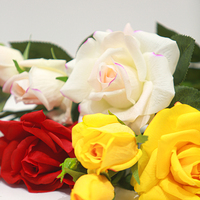 Fleurs artificielles en gros, roses à 3 têtes, toucher réel, hydratantes, pour Noël, mariage, Saint-Valentin, fête, décoration de jardin