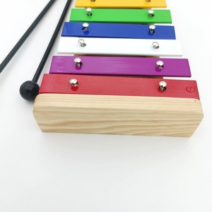 15 Note Kids Rainbow Glockenspiel With Metal Bars Wooden Frame And 2 Rubber Mallets For <b>Musical</b> Enlightenment - Product Image 2