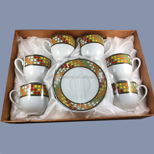 Prix d'usine 12 pièces Ensemble de tasses à café éthiopiennes en porcelaine fine <span class=keywords><strong>Saba</strong></span>, tasse et soucoupe éthiopiennes - Product Image 4