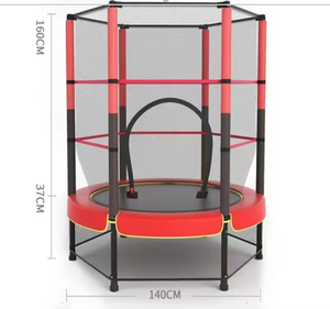 Petit <span class=keywords><strong>trampoline</strong></span> rond pour enfants de plus de 5 ans, 140x160cm, peut supporter <span class=keywords><strong>500</strong></span> livres. Fabriqué en tissu Oxford et en tubes d'acier épais. - Product Image 1