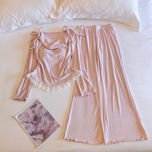 Pyjama en velours double face pour femmes, printemps, automne, hiver, style luxe léger français, manches longues, pantalon long, avec C - Product Image 6