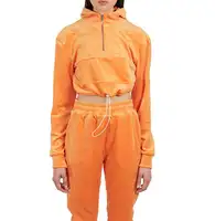 Tùy Chỉnh Trống Orange Velour Tracksuit Phụ Nữ Bán Buôn Jogger Tracksuit Thiết Quần Áo Tracksuit Phụ Nữ