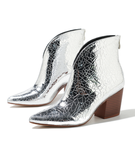 <span class=keywords><strong>Botines</strong></span> de tacón alto de vaquero para mujer, <span class=keywords><strong>botines</strong></span> de tacón grueso con cremallera dorada y plateada, punta estrecha, tacón bajo cuadrado, Botas cortas para mujer para Otoño e Invierno - Product Image 6