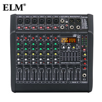 Console de mixage professionnelle ELM DS-06 250W 6 canaux 256 DSP Son parfait actif Égaliseur 5 bandes Effets intégrés DJ AC 220-240V