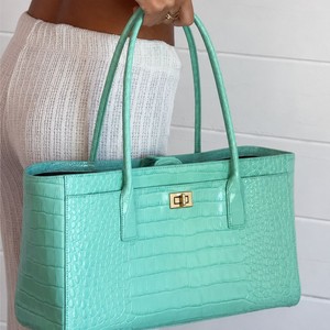 Nuevo Bolso de Mano Verde Menta 2026, Bolso de Hombro de Lujo con Diseño de Cocodrilo, Bolso Tote de Gran Capacidad, Catálogo de Bolsos de Diseñador - Product Image 1
