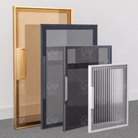 Nouveau style de porte, porte simple, profilés de cadre en aluminium doré laiton avec charnière à fermeture douce à 180 degrés