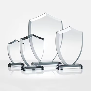 Hot Selling High Quality K9 Blank Shield Award Trophy with Beveled Edges for 3d Laser Engraving Features As Souvenirs Gift