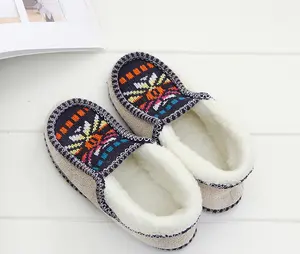 최고의 실내 야외 여성 남성 겨울 신발 태양 꽃 패턴 니트 신발