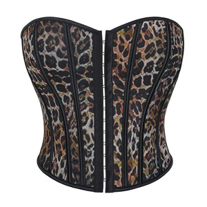 <span class=keywords><strong>Bustier</strong></span> Corset Léopard Femme Sans Bretelles Désossé, Mince et Sexy avec Crochets Frontaux - Product Image 2
