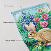 Drapeau de jardin à motif de lapin, choix idéal pour les amoureux des animaux, drapeau de jardin floral en polyester double face pour la décoration extérieure de la maison