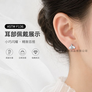 Clous d'oreilles en alliage de titane F136 Yunnique avec incrustation de zircon, bijoux de piercing hypoallergéniques pour un usage quotidien - Product Image 2