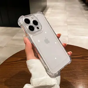 空间硅胶保险杠4角防震硬电脑手机后盖，带镜头保护器，适用于iPhone 12 13 14专业外壳