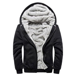 <strong>Men's</strong> <strong>Winter</strong> Fleeced Knitted Jackets With Wholesale Logo European Size Polyester Zipper-up Hoodies - Product Image 4