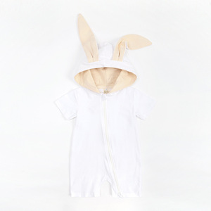 Combinaison en coton tricoté à manches courtes pour nouveau-nés filles et garçons, barboteuse à oreilles de lapin, vêtements pour bébés - Product Image 6