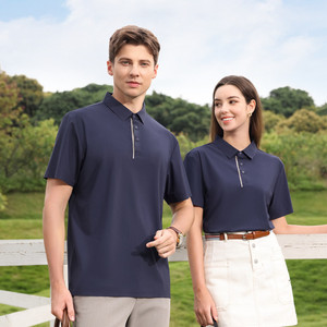 Promotional Polo Shirts Black Solid Color Polyester Fiber Short Sleeve For Daily Wear KQ2-2666 - Product Image 3