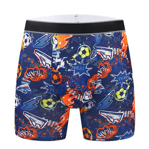 Calzoncillos bóxer para hombre estilo graffiti con bloques de color, estampado de anime y dibujos animados, tejido de seda láctea, forro de entrepierna 90-95% poliéster - Product Image 2