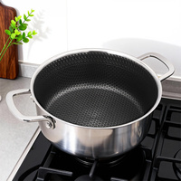 Ensemble de casseroles et poêles antiadhésives Sanlang en acier inoxydable 304 à 6 couches, motif nid d'abeille