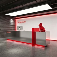 Comptoir de réception en acier inoxydable de style minimaliste moderne pour salle de sport, studio de danse, entreprise, salon de coiffure, magasin de vêtements, bar, caisse