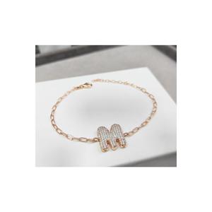Bracciale lettera d'argento con catena italiana - Product Image 1