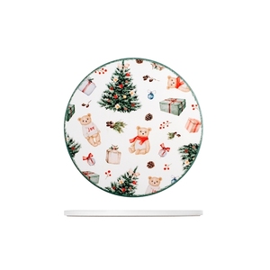 Sottopentola natalizio in ceramica a forma di orsetto con albero e regali, ideale per la tavola delle feste - Product Image 1